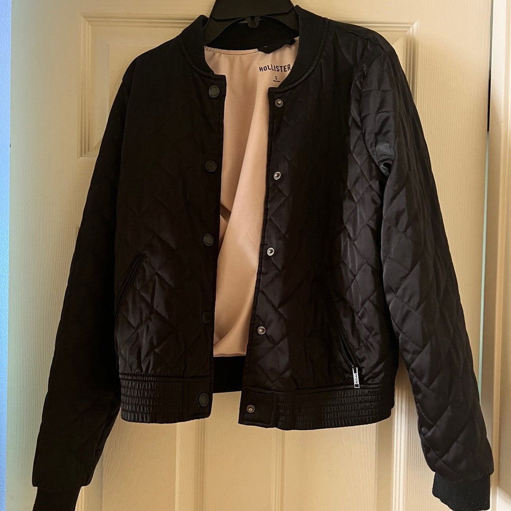 Hollister black bomber jacket. Size small. Only worn a few times